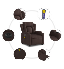 Fauteuil inclinable de massage électrique Marron foncé Tissu