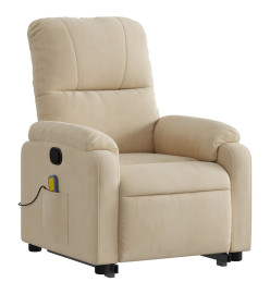 Fauteuil inclinable de massage crème tissu microfibre