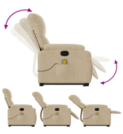 Fauteuil inclinable de massage crème tissu microfibre