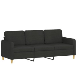 Ensemble de canapés 3 pcs avec coussins Noir Tissu