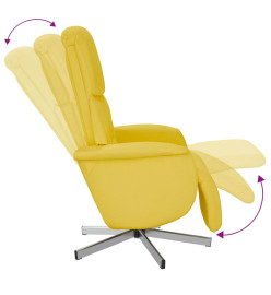 Fauteuil inclinable avec repose-pieds jaune clair tissu