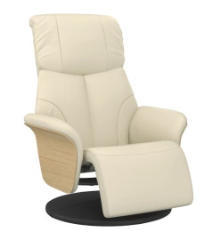 Fauteuil inclinable avec repose-pieds crème similicuir