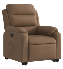 Fauteuil inclinable électrique marron tissu