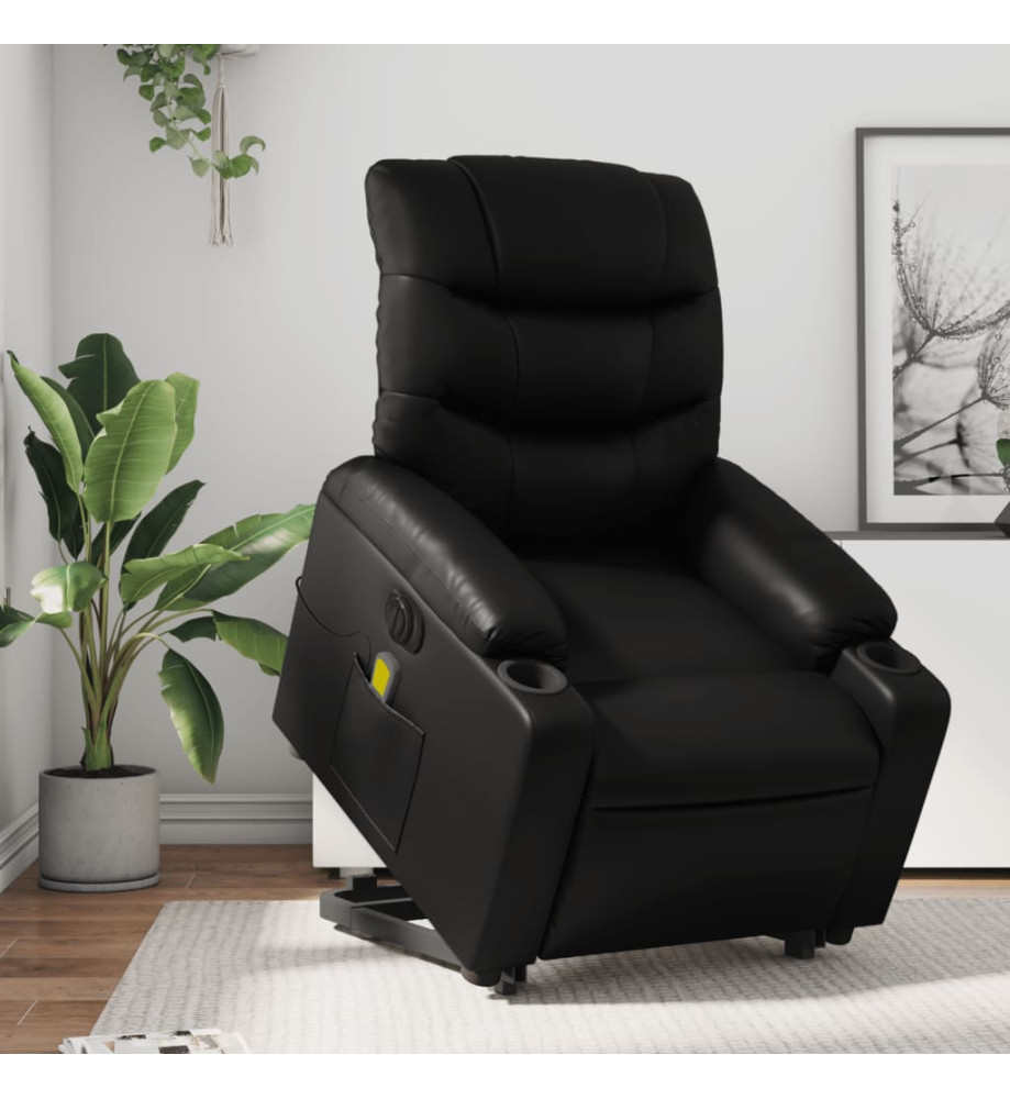 Fauteuil inclinable de massage électrique noir similicuir