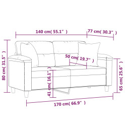 Canapé 2 places avec oreillers bordeaux 140 cm similicuir