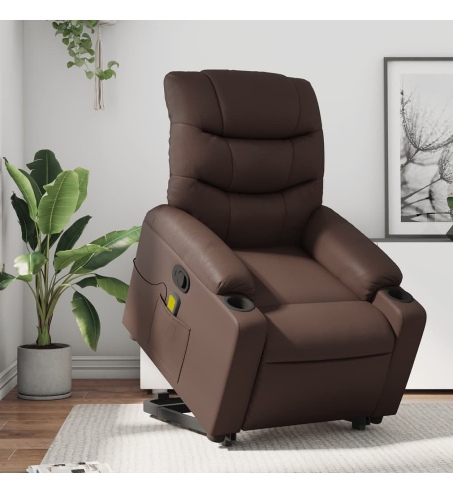 Fauteuil inclinable de massage Marron Similicuir