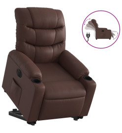 Fauteuil inclinable électrique marron similicuir