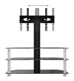 Meuble TV d'angle 3 niveaux pour 32-70 pouces noir et argenté