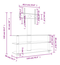 Meuble TV d'angle 3 niveaux pour 32-70 pouces noir et argenté