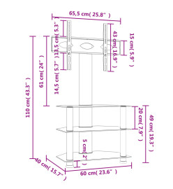 Meuble TV d'angle 3 niveaux pour 32-70 pouces noir