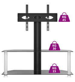 Meuble TV d'angle 2 niveaux pour 32-70 pouces noir argenté