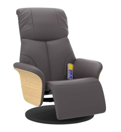 Fauteuil inclinable de massage repose-pieds gris similicuir