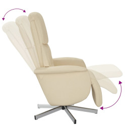 Fauteuil inclinable avec repose-pied crème tissu