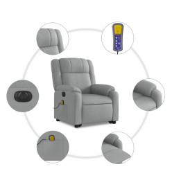 Fauteuil inclinable de massage électrique Gris clair Tissu