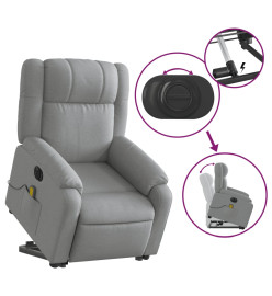 Fauteuil inclinable de massage électrique Gris clair Tissu