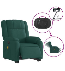 Fauteuil inclinable de massage électrique Vert foncé Tissu