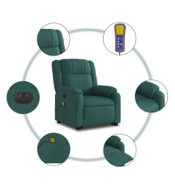 Fauteuil inclinable de massage électrique Vert foncé Tissu