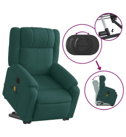 Fauteuil inclinable de massage électrique Vert foncé Tissu