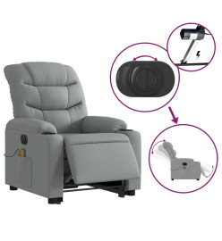 Fauteuil inclinable de massage électrique Gris clair Tissu