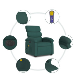 Fauteuil inclinable de massage électrique Vert foncé Tissu