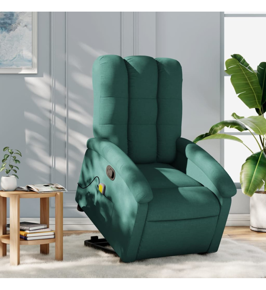 Fauteuil inclinable de massage Vert foncé Tissu