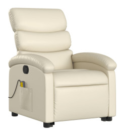 Fauteuil inclinable de massage Crème Similicuir