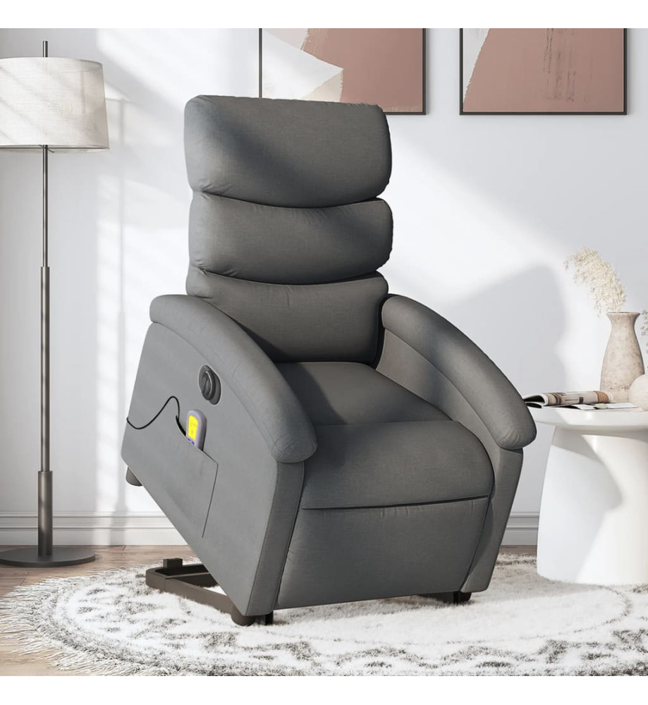 Fauteuil inclinable de massage électrique Gris foncé Tissu