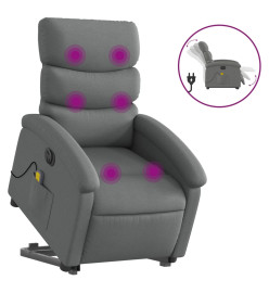 Fauteuil inclinable de massage électrique Gris foncé Tissu