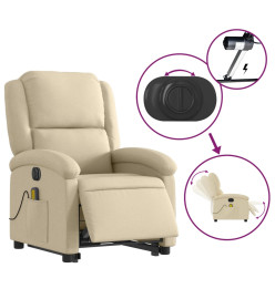 Fauteuil inclinable de massage électrique Crème Tissu