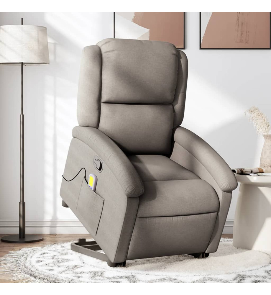 Fauteuil inclinable de massage Taupe Tissu