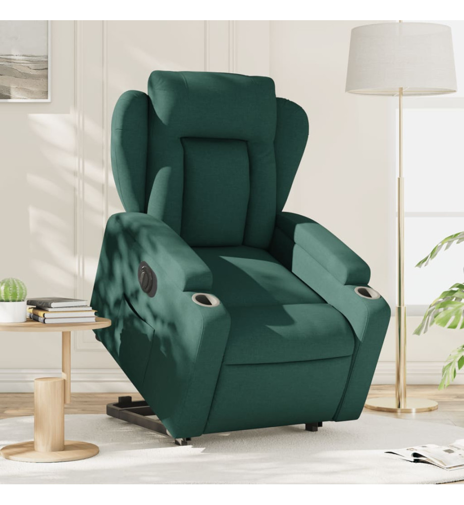 Fauteuil inclinable électrique vert foncé tissu