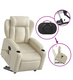 Fauteuil inclinable de massage Crème Similicuir