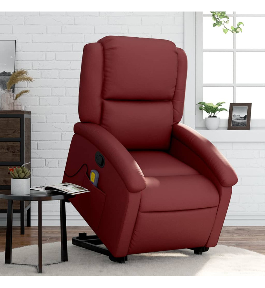 Fauteuil inclinable de massage Rouge bordeaux Similicuir