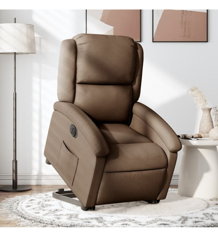 Fauteuil inclinable électrique marron tissu