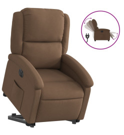 Fauteuil inclinable électrique marron tissu