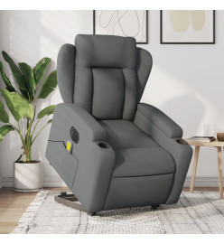 Fauteuil inclinable de massage électrique Gris foncé Tissu