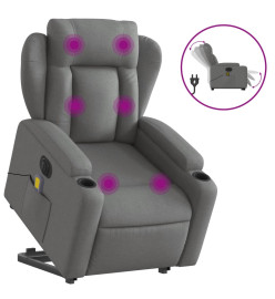 Fauteuil inclinable de massage électrique Gris foncé Tissu