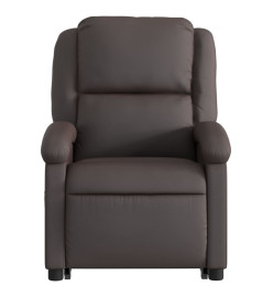 Fauteuil inclinable marron foncé cuir véritable