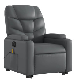 Fauteuil inclinable de massage électrique gris similicuir