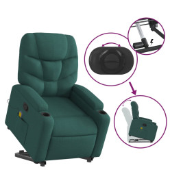 Fauteuil inclinable de massage Vert foncé Tissu