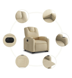 Fauteuil inclinable électrique crème tissu