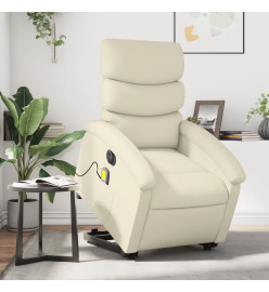 Fauteuil inclinable de massage électrique crème similicuir