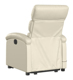 Fauteuil inclinable de massage électrique crème similicuir