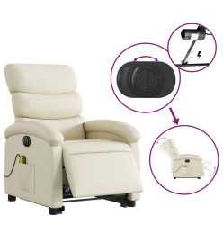 Fauteuil inclinable de massage électrique crème similicuir