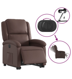 Fauteuil inclinable électrique marron similicuir