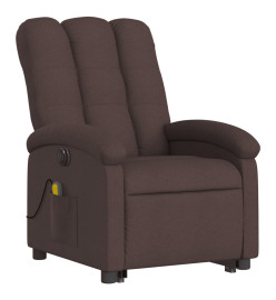 Fauteuil inclinable de massage électrique Marron foncé Tissu