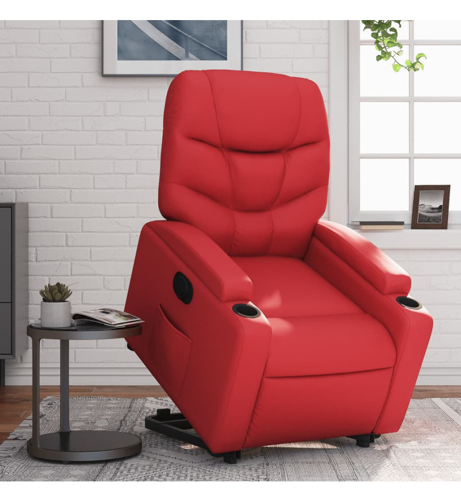 Fauteuil inclinable électrique rouge similicuir