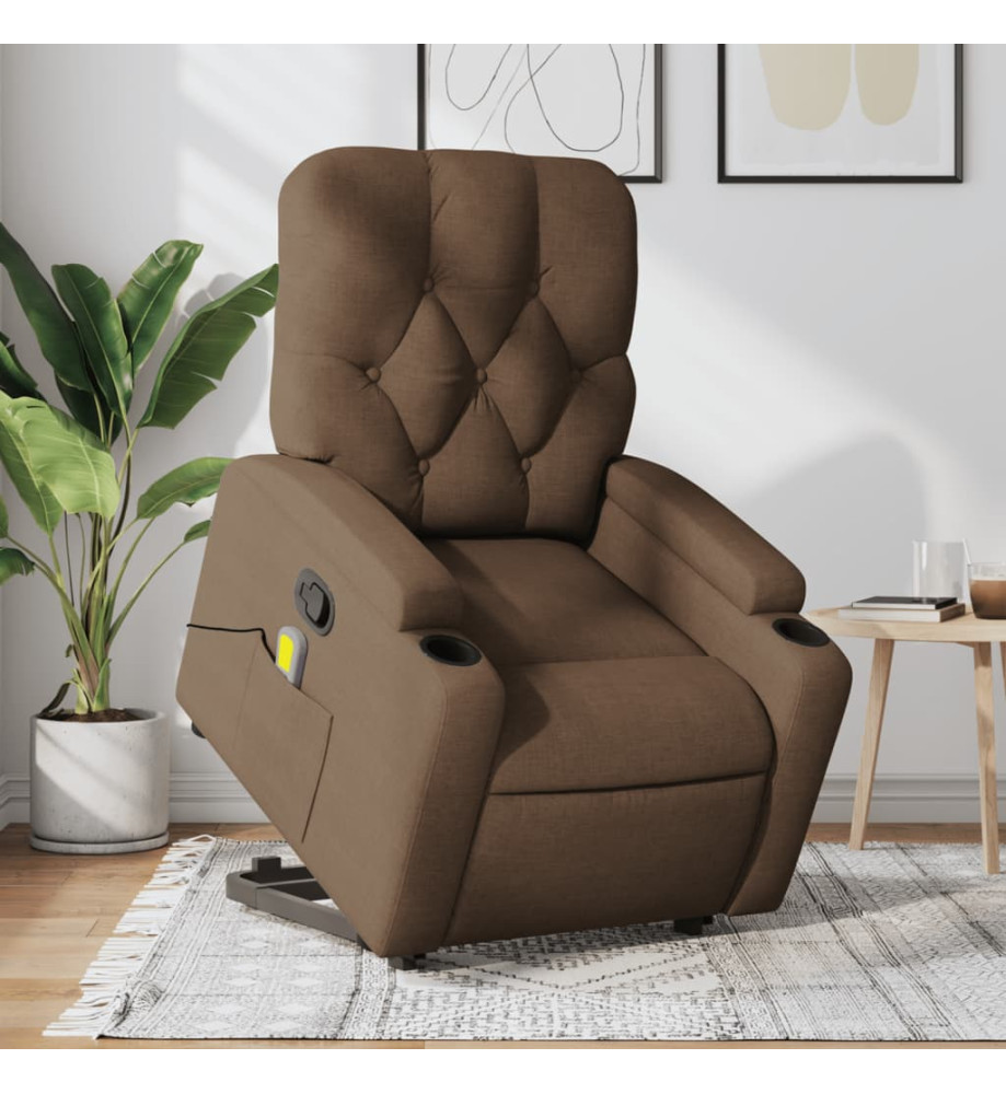 Fauteuil de massage inclinable Marron Tissu