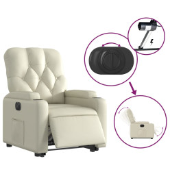 Fauteuil inclinable électrique crème similicuir