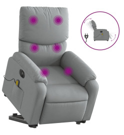 Fauteuil inclinable de massage électrique Gris clair Tissu